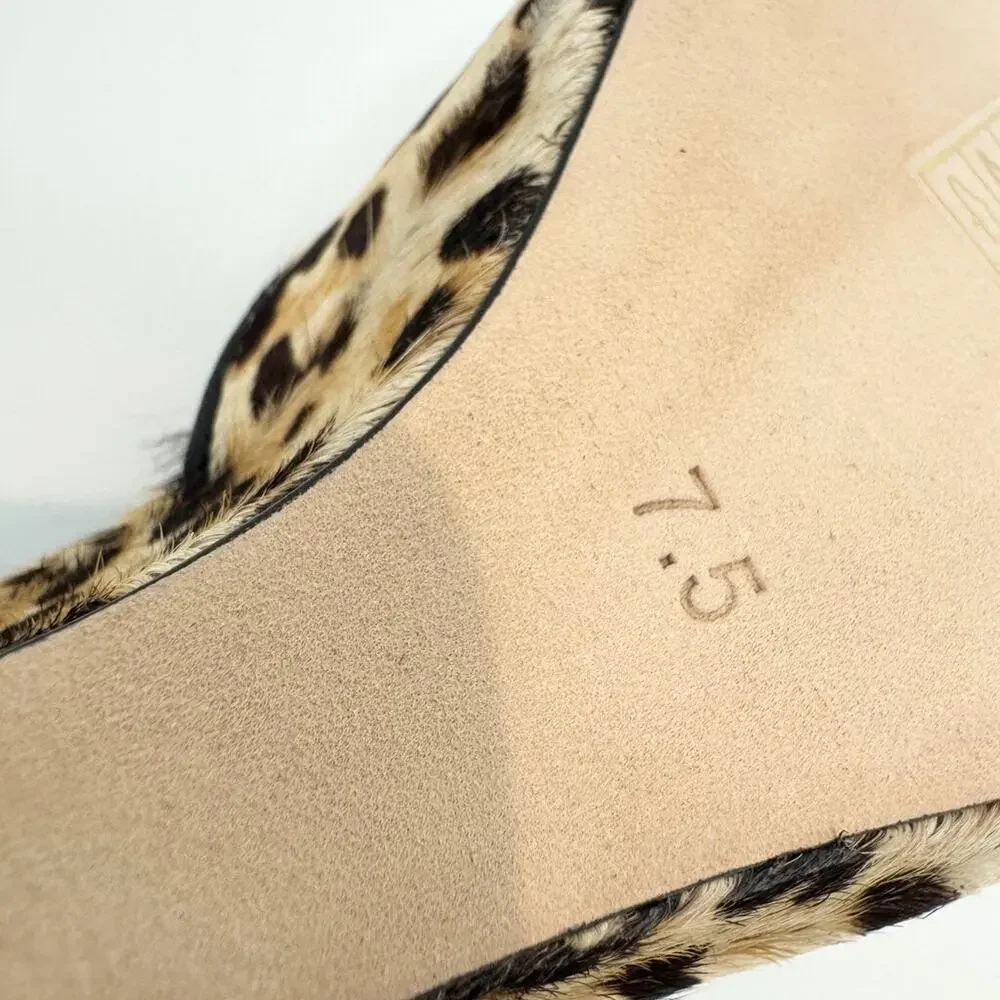 Cynthia Rowley Leopard Print Calf Hair Peep Toe Wedges 7.5